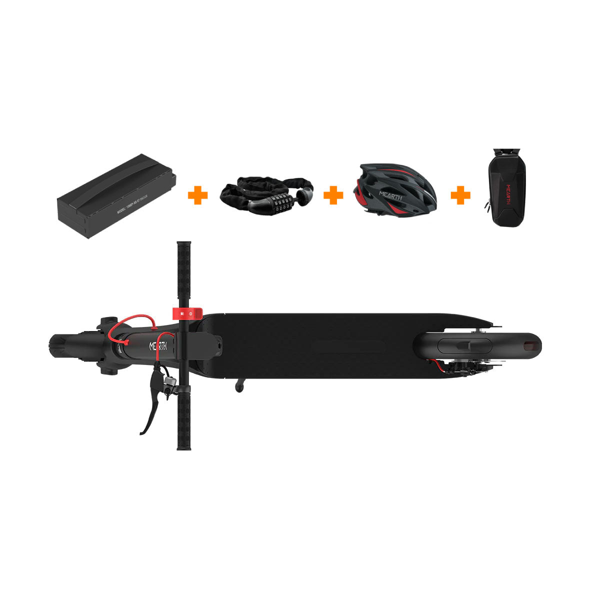 Mearth S Pro 2024 E-Scooter Bundle (Extra Battery + E-Scooter Lock + Airlite Electronic Scooter Helmet + Hard Shell Storage Bag)