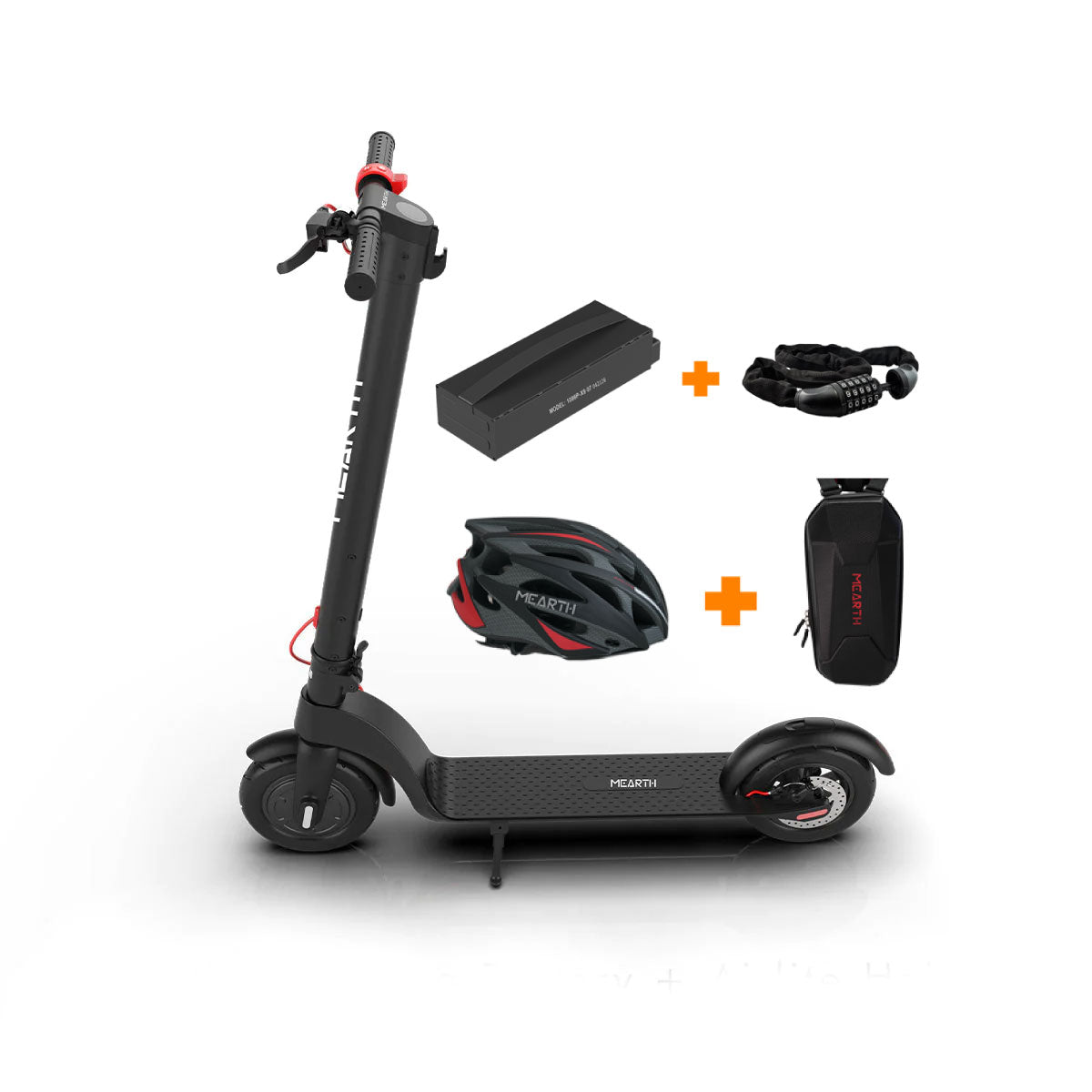 Mearth S 2024 E-Scooter Bundle (Extra Battery + E-Scooter Lock + Airlite Electronic Scooter Helmet + Hard Shell Storage Bag)