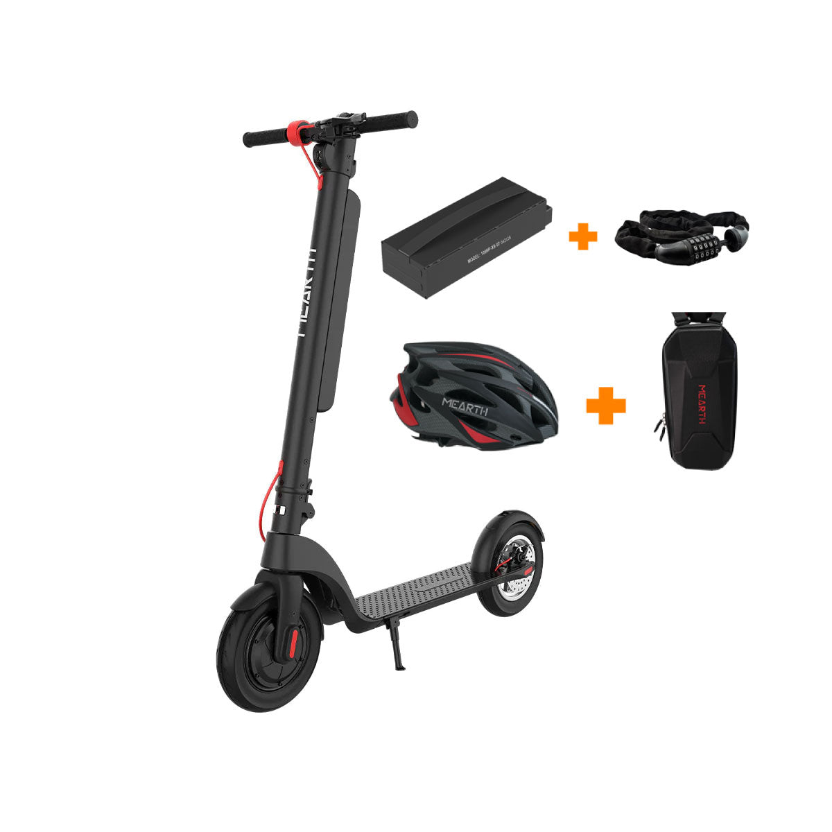Mearth S Pro 2024 E-Scooter Bundle (Extra Battery + E-Scooter Lock + Airlite Electronic Scooter Helmet + Hard Shell Storage Bag)